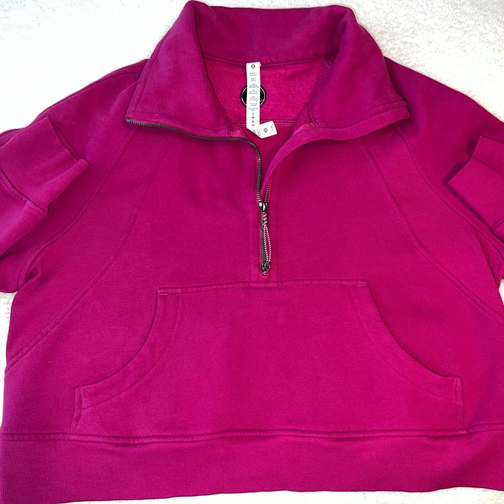 Lululemon Scuba Oversized Funnel Neck Half Zip in Ripened Raspberry